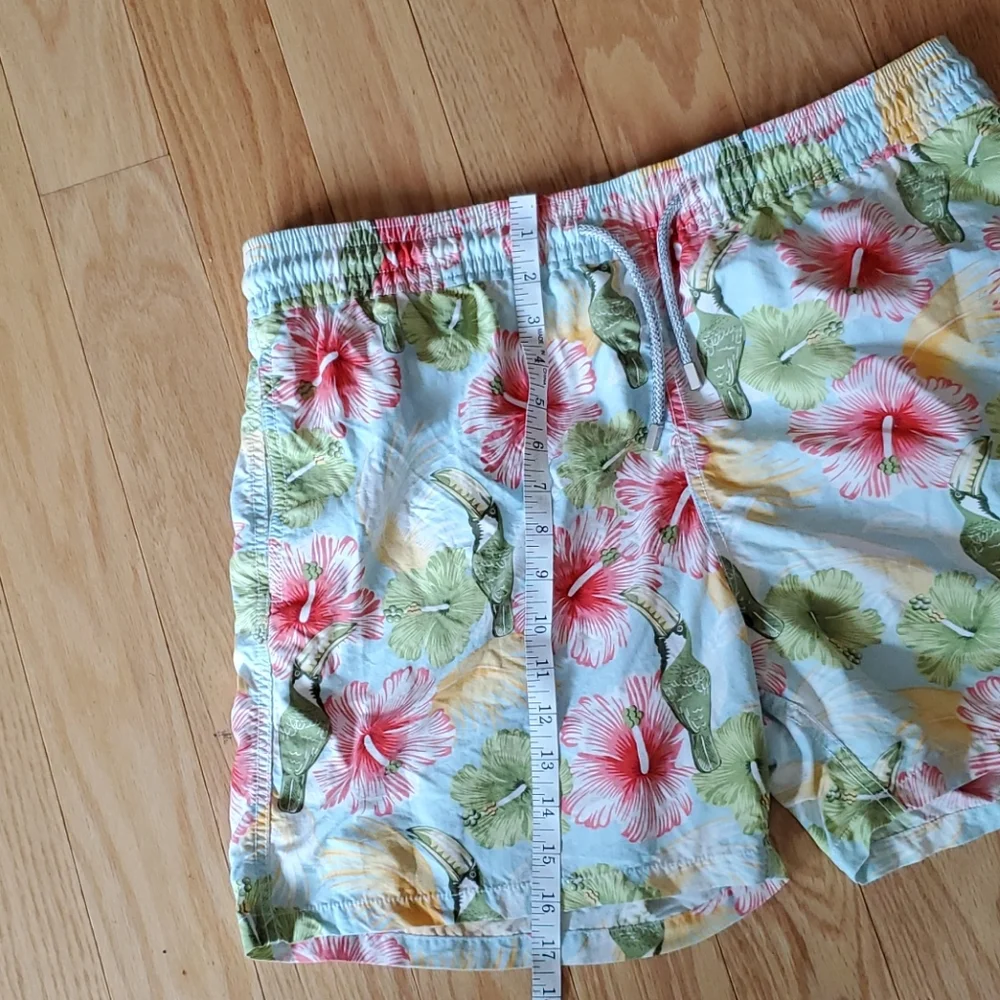 Vilebrequin toucan and floral print swim trunks